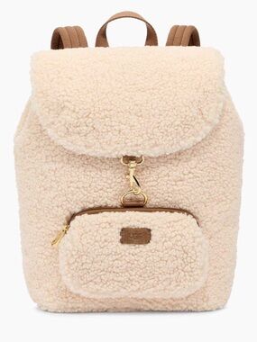 UGG Cream Sherpa Backpack with Leather Trim NWT